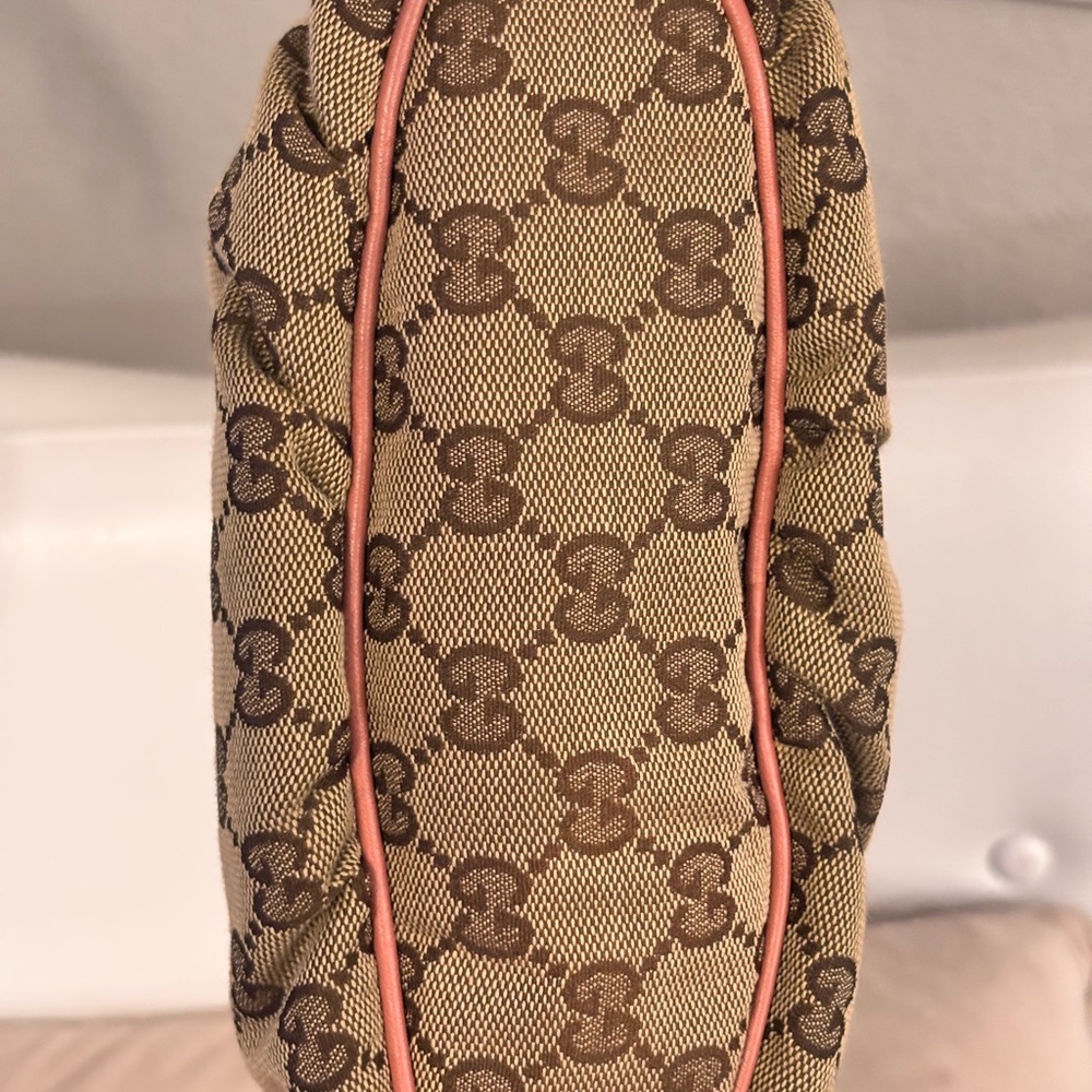GUCCI GG Beige & Pink Monogram Mini Pochette Shoulder Bag LIKE NEW - Picture 6 of 12